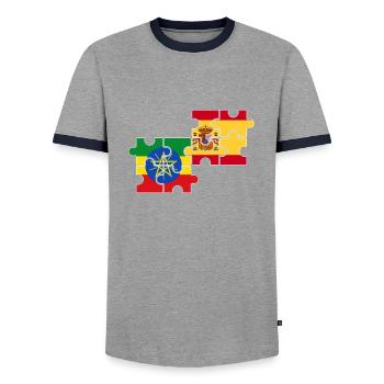 Ethiopia Spain Flag Ethiopian - Men's Ringer Shirt - grey/navy  - Front - AI Model Female 172 light (172cm) & AI Model Male 178 light (178cm)