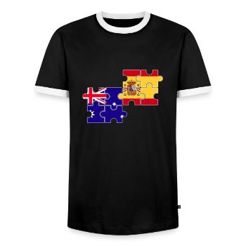 Australie Espagne Drapeau Australie - T-shirt contrasté Homme - noir/blanc - Devant - AI Model Female 172 light (172cm) & AI Model Male 178 light (178cm)