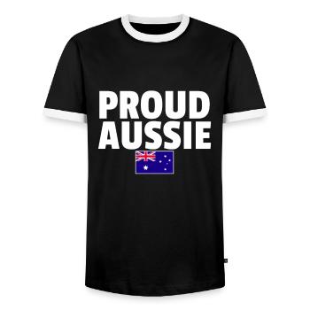 Proud Aussie Australien Australische Flagge - Männer Kontrast-T-Shirt - Schwarz/Weiß - Vorne - AI Model Female 172 light (172cm) & AI Model Male 178 light (178cm)