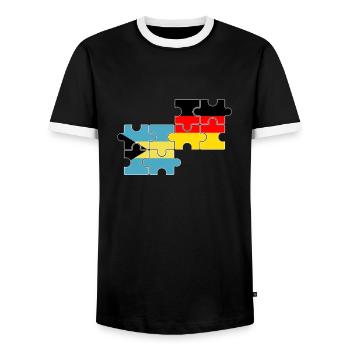 Bahamas Deutschland Flagge Deutsch Bahamaer - Männer Kontrast-T-Shirt - Schwarz/Weiß - Vorne - AI Model Female 172 light (172cm) & AI Model Male 178 light (178cm)