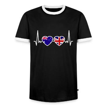 Australie Royaume-Uni Heartbeat Flag Australie - T-shirt contrasté Homme - noir/blanc - Devant - AI Model Female 172 light (172cm) & AI Model Male 178 light (178cm)