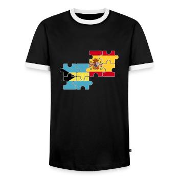 Bahamas Spain Flag Spanish Bahamaer - Men's Ringer Shirt - black/white - Front - AI Model Female 172 light (172cm) & AI Model Male 178 light (178cm)