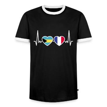 Bahamas France Heartbeat Flag Bahamians - T-shirt contrasté Homme - noir/blanc - Devant - AI Model Female 172 light (172cm) & AI Model Male 178 light (178cm)