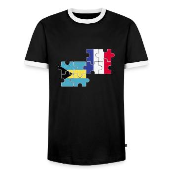 Bahamas France Drapeau Bahamiens français - T-shirt contrasté Homme - noir/blanc - Devant - AI Model Female 172 light (172cm) & AI Model Male 178 light (178cm)