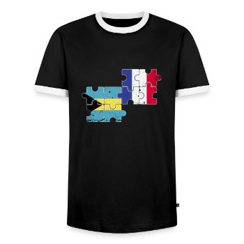 Bahamas Frankreich Vintage Flagge Bahamaer - Männer Kontrast-T-Shirt - Schwarz/Weiß - Vorne - AI Model Female 172 light (172cm) & AI Model Male 178 light (178cm)