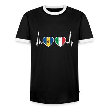 Barbade Italie Vintage Heartbeat Flag - T-shirt contrasté Homme - noir/blanc - Devant - AI Model Female 172 light (172cm) & AI Model Male 178 light (178cm)