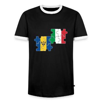 Barbados Italien Vintage Flagge Barbadier - Männer Kontrast-T-Shirt - Schwarz/Weiß - Vorne - AI Model Female 172 light (172cm) & AI Model Male 178 light (178cm)