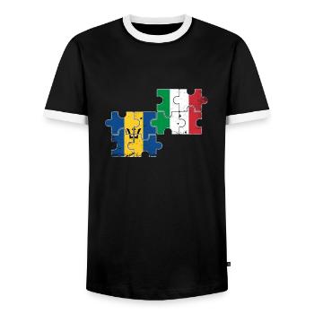Barbade Italie Vintage Flag Barbadien - T-shirt contrasté Homme - noir/blanc - Devant - AI Model Female 172 light (172cm) & AI Model Male 178 light (178cm)