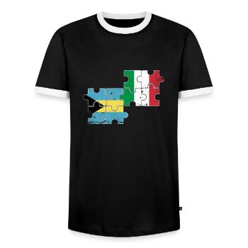 Bahamas Italien Vintage Flagge Bahamaer - Männer Kontrast-T-Shirt - Schwarz/Weiß - Vorne - AI Model Female 172 light (172cm) & AI Model Male 178 light (178cm)