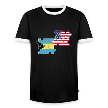 Bahamas USA Flag Bahamiens américains - T-shirt contrasté Homme - noir/blanc - Devant - AI Model Female 172 light (172cm) & AI Model Male 178 light (178cm)