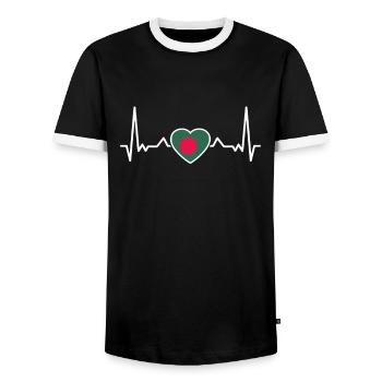 Bangladesh Heartbeat Bangladeshi Flag - Men's Ringer Shirt - black/white - Front - AI Model Female 172 light (172cm) & AI Model Male 178 light (178cm)