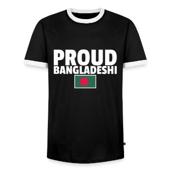 Proud Bangladeshi Flag Bangladesh - Men's Ringer Shirt - black/white - Front - AI Model Female 172 light (172cm) & AI Model Male 178 light (178cm)
