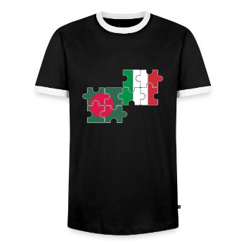 Bangladesh Italy Flag Bangladeshis - Men's Ringer Shirt - black/white - Front - AI Model Female 172 light (172cm) & AI Model Male 178 light (178cm)