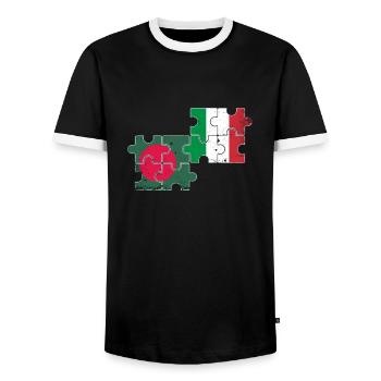 Bangladesh Italy Vintage Flag Bangladeshis - Men's Ringer Shirt - black/white - Front - AI Model Female 172 light (172cm) & AI Model Male 178 light (178cm)