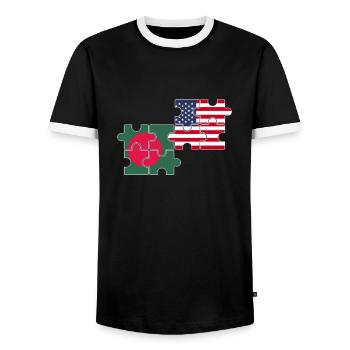 Bangladesh USA Flag American Bangladesh - Men's Ringer Shirt - black/white - Front - AI Model Female 172 light (172cm) & AI Model Male 178 light (178cm)