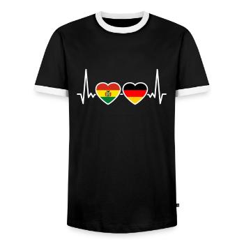 Bolivie Allemagne Heartbeat Flag Boliviens - T-shirt contrasté Homme - noir/blanc - Devant - AI Model Female 172 light (172cm) & AI Model Male 178 light (178cm)