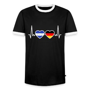 Honduras Allemagne Heartbeat Flag Hondurien - T-shirt contrasté Homme - noir/blanc - Devant - AI Model Female 172 light (172cm) & AI Model Male 178 light (178cm)