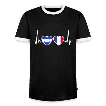 Honduras France Heartbeat Flag Hondurien - T-shirt contrasté Homme - noir/blanc - Devant - AI Model Female 172 light (172cm) & AI Model Male 178 light (178cm)