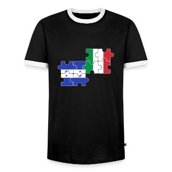 Honduras Italy Flag Italians Hondurans - Men's Ringer Shirt - black/white - Front - AI Model Female 172 light (172cm) & AI Model Male 178 light (178cm)