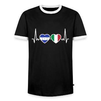 Honduras Italie battement de cœur drapeau hondurien - T-shirt contrasté Homme - noir/blanc - Devant - AI Model Female 172 light (172cm) & AI Model Male 178 light (178cm)