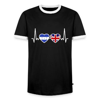 Honduras UK Heartbeat Flag Honduran - Men's Ringer Shirt - black/white - Front - AI Model Female 172 light (172cm) & AI Model Male 178 light (178cm)