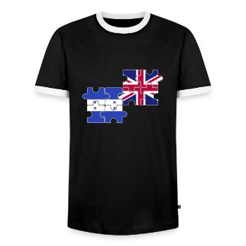 Honduras Drapeau du Royaume-Uni Hondurien britannique - T-shirt contrasté Homme - noir/blanc - Devant - AI Model Female 172 light (172cm) & AI Model Male 178 light (178cm)