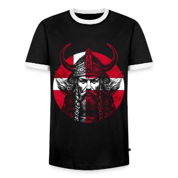 Danish Viking warrior - Men's Ringer Shirt - black/white - Front - AI Model Female 172 light (172cm) & AI Model Male 178 light (178cm)