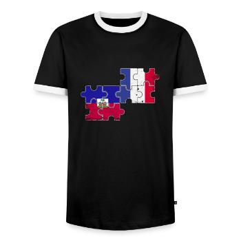 Haïti France Vintage Drapeau Haïtien Français Haïtien - T-shirt contrasté Homme - noir/blanc - Devant - AI Model Female 172 light (172cm) & AI Model Male 178 light (178cm)