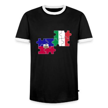 Haïti Italie Drapeau Italien Haïtien - T-shirt contrasté Homme - noir/blanc - Devant - AI Model Female 172 light (172cm) & AI Model Male 178 light (178cm)