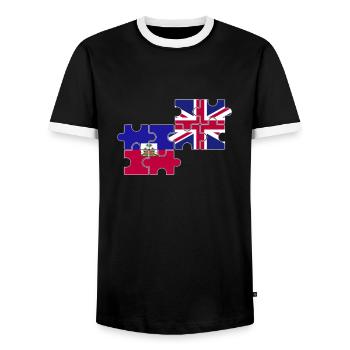 Haiti UK Flag British Haitian - Men's Ringer Shirt - black/white - Front - AI Model Female 172 light (172cm) & AI Model Male 178 light (178cm)