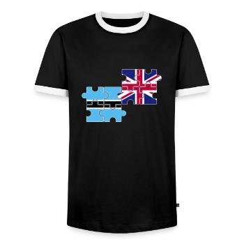 Botswana UK flag British Botswanan - Men's Ringer Shirt - black/white - Front - AI Model Female 172 light (172cm) & AI Model Male 178 light (178cm)