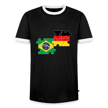 Brasilien Deutschland Flagge Deutsch Brasilianer - Männer Kontrast-T-Shirt - Schwarz/Weiß - Vorne - AI Model Female 172 light (172cm) & AI Model Male 178 light (178cm)