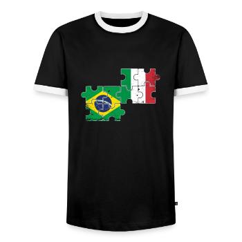 Brasilien Italien Vintage Flagge Brasilianer - Männer Kontrast-T-Shirt - Schwarz/Weiß - Vorne - AI Model Female 172 light (172cm) & AI Model Male 178 light (178cm)