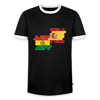 Bolivie Espagne Drapeau Espagnols Boliviens - T-shirt contrasté Homme - noir/blanc - Devant - AI Model Female 172 light (172cm) & AI Model Male 178 light (178cm)