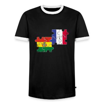 Bolivie France Drapeau Boliviens - T-shirt contrasté Homme - noir/blanc - Devant - AI Model Female 172 light (172cm) & AI Model Male 178 light (178cm)