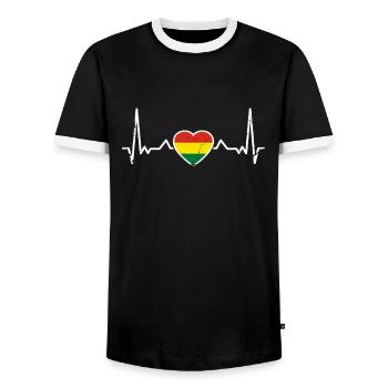 Bolivie Vintage Heartbeat Drapeau bolivien - T-shirt contrasté Homme - noir/blanc - Devant - AI Model Female 172 light (172cm) & AI Model Male 178 light (178cm)