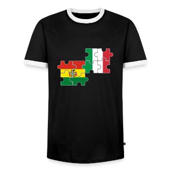 Bolivie Italie Drapeau Boliviens italiens - T-shirt contrasté Homme - noir/blanc - Devant - AI Model Female 172 light (172cm) & AI Model Male 178 light (178cm)