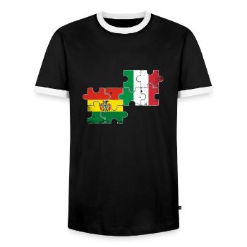 Bolivie Italie Drapeau Vintage Boliviens - T-shirt contrasté Homme - noir/blanc - Devant - AI Model Female 172 light (172cm) & AI Model Male 178 light (178cm)