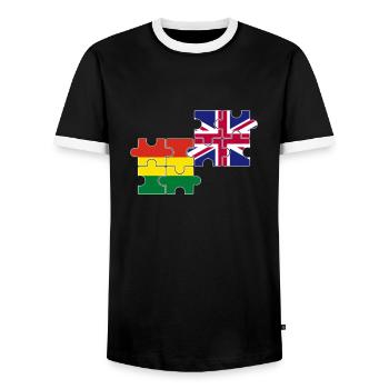 Bolivie Drapeau du Royaume-Uni Bolivien - T-shirt contrasté Homme - noir/blanc - Devant - AI Model Female 172 light (172cm) & AI Model Male 178 light (178cm)