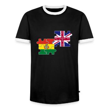 Bolivia UK Flag British Bolivian - Men's Ringer Shirt - black/white - Front - AI Model Female 172 light (172cm) & AI Model Male 178 light (178cm)