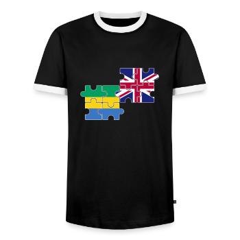 Gabon Drapeau du Royaume-Uni Gabonais britannique - T-shirt contrasté Homme - noir/blanc - Devant - AI Model Female 172 light (172cm) & AI Model Male 178 light (178cm)