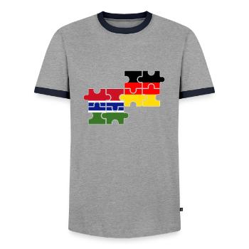Gambie Allemagne Drapeau Allemand Gambien - T-shirt contrasté Homme - gris/marine  - Devant - AI Model Female 172 light (172cm) & AI Model Male 178 light (178cm)