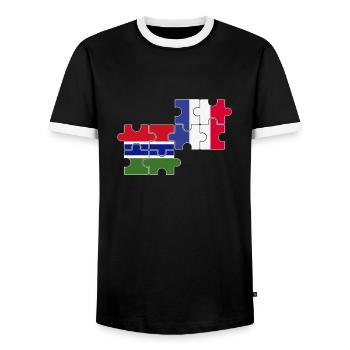Gambie France Drapeau Français Gambien - T-shirt contrasté Homme - noir/blanc - Devant - AI Model Female 172 light (172cm) & AI Model Male 178 light (178cm)