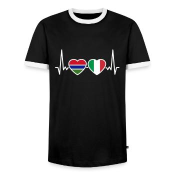 Gambie Italie drapeau battant de cœur Gambie - T-shirt contrasté Homme - noir/blanc - Devant - AI Model Female 172 light (172cm) & AI Model Male 178 light (178cm)