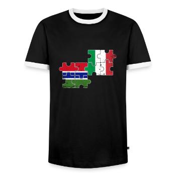 Gambia Italy Vintage Flag Italian Gambian - Men's Ringer Shirt - black/white - Front - AI Model Female 172 light (172cm) & AI Model Male 178 light (178cm)