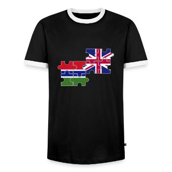 Gambie, Drapeau britannique, Gambien - T-shirt contrasté Homme - noir/blanc - Devant - AI Model Female 172 light (172cm) & AI Model Male 178 light (178cm)