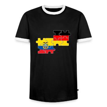 Ecuador Deutschland Flagge Deutsch Ecuadorianer - Männer Kontrast-T-Shirt - Schwarz/Weiß - Vorne - AI Model Female 172 light (172cm) & AI Model Male 178 light (178cm)
