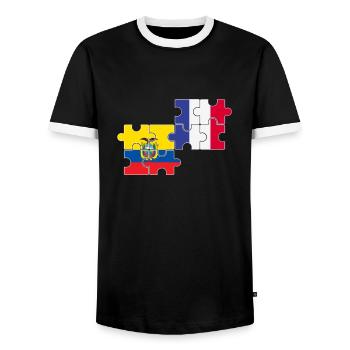 Ecuador France Flag French Ecuadorians - Men's Ringer Shirt - black/white - Front - AI Model Female 172 light (172cm) & AI Model Male 178 light (178cm)