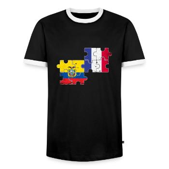 Equateur France Vintage Flag Équatorien - T-shirt contrasté Homme - noir/blanc - Devant - AI Model Female 172 light (172cm) & AI Model Male 178 light (178cm)