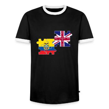 Ecuador UK Flag British Ecuadorian - Men's Ringer Shirt - black/white - Front - AI Model Female 172 light (172cm) & AI Model Male 178 light (178cm)